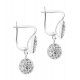 Oval Top With Dangling Czech Crystal Ball Latch back Earring