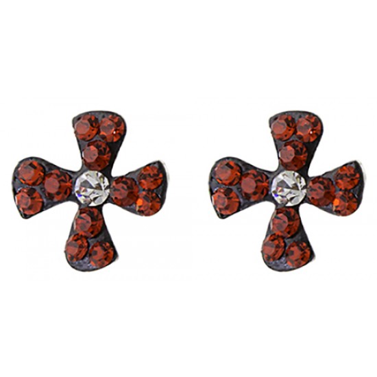 Iron Cross With Two Tone Stud Earring