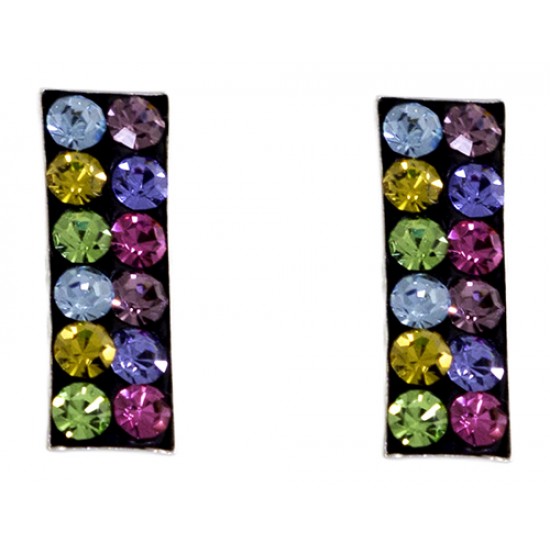 Multi Color Crystal Rectangle Stud Earring