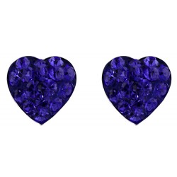 Dark Blue Crystal Heart Stud Earring