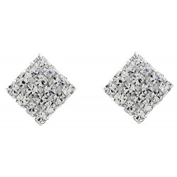 Clear Micro Pave Square Stud Earrings