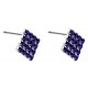 Dark Blue Micro Pave Square Stud Earrings