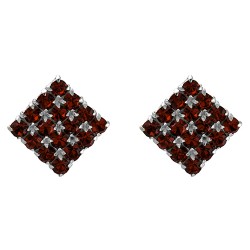 Red Micro Pave Square Stud Earrings