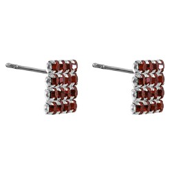 Red Micro Pave Square Stud Earrings