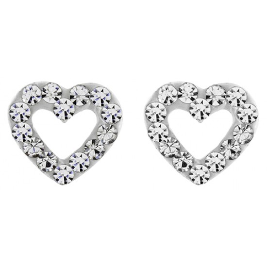 Cut Out Crystal Heart Stud Earring