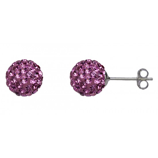 Indian Pink 8 mm Crystal  Shamballa Stud Earrings