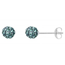 Emerald  6 mm Crystal  Shamballa Stud Earrings