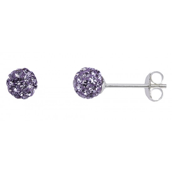 Violet  6 mm Crystal  Shamballa Stud Earrings