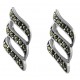 3 Wave Cut Out Marcasite Stud Earring