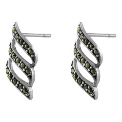 3 Wave Cut Out Marcasite Stud Earring