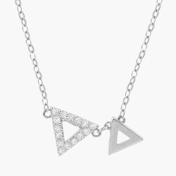 Double Triangle Clear Crystal  Necklace