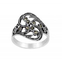 Marcasite  Double Leaf Branch Women's Ring