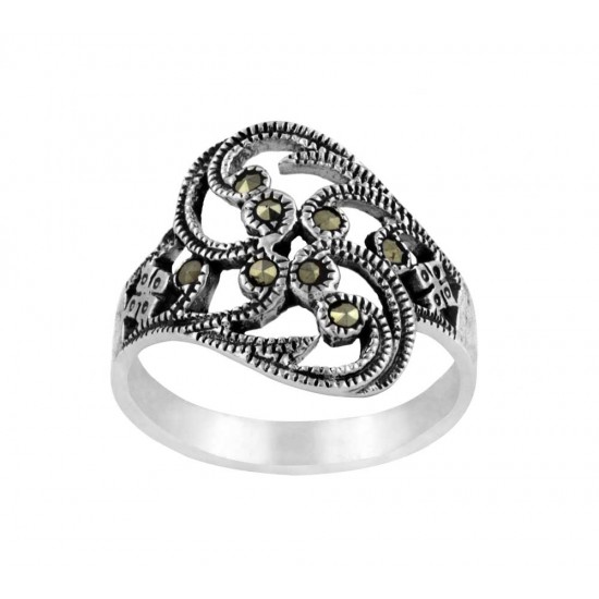 Marcasite  Double Leaf Branch Women's Ring