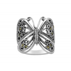 Marcasite Butterfly Filigree Women's Ring