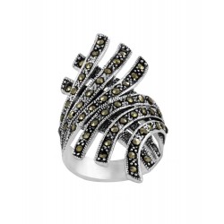 Marcasite Two Bypass Women's Ring