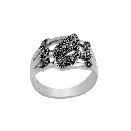 Marcasite Large And Small Leafs Women's Ring