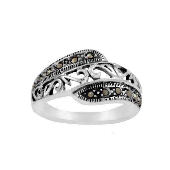 Swirl Design Marcasite Women's Ring