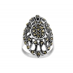 Swirl Marcasite Victorian Style With Oval In Center