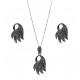 Marcasite Feather Cocktail  Pendant, Earring, Ring Set