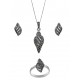 Marcasite Seashell Design Pendant, Earring, Ring Set