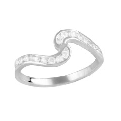 Clear Cubic Zirconia  Wave Ring