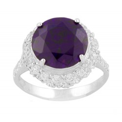 Large Dark Purple Round Czech Crystal With Trim
