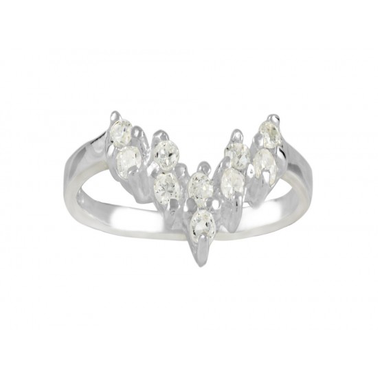 V Ring with  Clear Cubic Zirconia