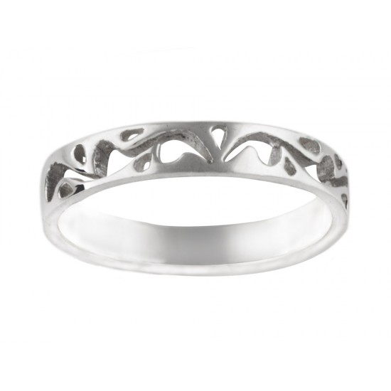 4 mm High Polished cut out Floral Design Band Ring