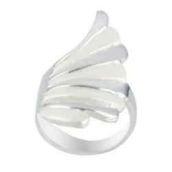 Sterling Silver Cut out Angel Wing Ring In Silver And Satin