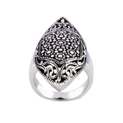 Long Oval Shape Bali Style Filigree Woman's Ring