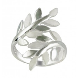 Satin And Silver Vine Leaf Thumb Ring 